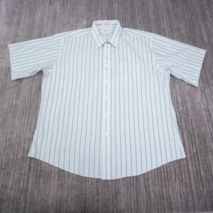 Windridge Button Up Shirt Mens 17.5 Blue Striped Excellent S/S Mervyns